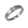 Princess Cut Diamond Cubic Zirconia Platinum Overlay Sterling Silver Band Ring - Women