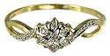 9ct Yellow Gold Ladies Diamond Solitaire Cluster Twist Ring