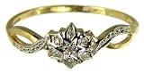 Image of 9ct Yellow Gold Ladies Diamond Solitaire Cluster Twist Ring