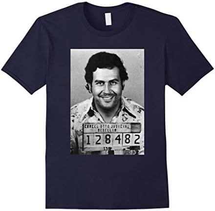 Men's Pablo Escobar T-shirt - Drug Lord Pablo Mugshot Tee Shirt Small Navy