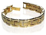 Mens New Gold Magnetic Link Power 0.50" Wide Golf Bracelet 8.5" Long with Fold over Clasps
