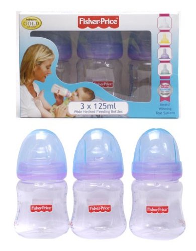 Childrens Toyshop   : Fisher Price 3 X 125ml Feeding Bottle Multipack- Slow Flow Teat