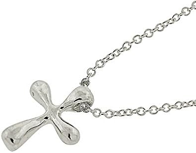 Sterling Silver Big Bubble Cross Pendant Charm Pendant 18" Rolo Chain Necklace