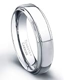 6 mm Tungsten Carbide Ring High Polish Finish Beveled Edges Comfort Fit