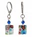 Earrings - E199 - Millefiore Rectangles + Swarovski (tm) Crystal Beads ~ Clear with Multi Colored Flowers