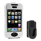 Apple Iphone 1st Gen (NOT for iPhone 3G) Smartphone Accessory Kit - Silver Aluminum Metal Case with Belt Clip + Rapid Car + Home Travel Charger + Premium Reusable LCD Screen Protector with Lint Cleaning Cloth By Ikross