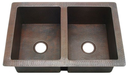 Copper Kitchen Sink-Double Equal 50/50 Split