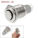 Amico 250VAC 3A Whtie LED Momentary Metal Push Button Switch