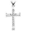 14K White Gold Diamond Cross Pendant - 0.40 Ct.