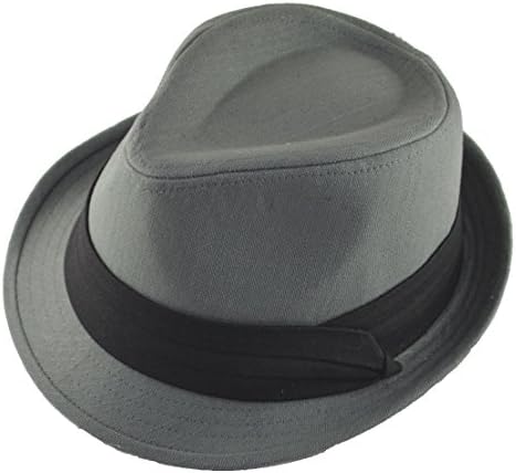 Cotton Fedora Black Band S/M Charcoal Gray Grey