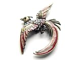 Vintage Inspired Aurora Borealis Crystal Rhinestone Cool Phoenix Bird Brooch Pin