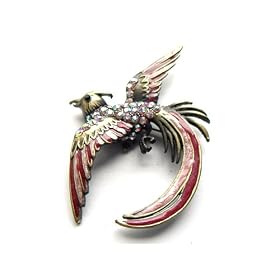 Vintage Repro AB Crystal Rhinestone Phoenix Brooch Pin