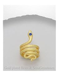 Snake CZ Ring In Brass