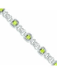 Genuine .925 Sterling Silver Diamond & Peridot Bracelet 11.7 Grams . 100% Satisfaction Guaranteed.