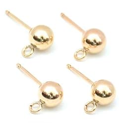 4 Earrings Posts Ball Stud Parts Gold Filled Ring Loop