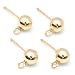 4 Earrings Posts Ball Stud Parts Gold Filled Ring Loop