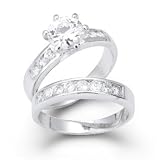 Bling Jewelry Designer Inspired Classic Cz Engagement & Bridal Wedding Ring Set Size 6