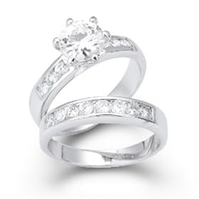 Bling Jewelry Designer Inspired Classic CZ Engagement & Wedding Ring Set Bling Jewelry Designer Inspired Classic CZ Engagement & Wedding Ring Set