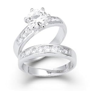 Bling Jewelry Designer Inspired Classic Cz Engagement & Bridal Wedding Ring Set Size 6