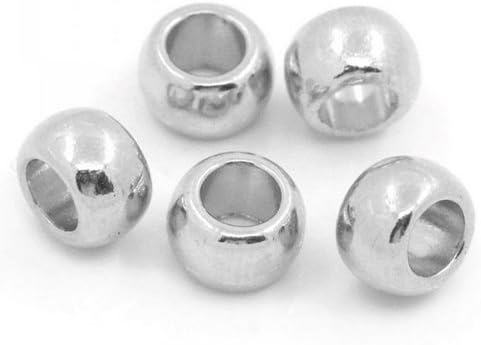 100 Pcs/lot Spacer Beads Round Silver Tone 6x5mm
