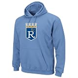 MLB Men's Kansas City Royals Cooperstown Felt Tek Patch Long Sleeve Hooded Fleece Pullover (Coastal Blue, XX-Large)