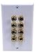 GLS Audio 8 Post Binding Banana Plug Wall Plate White (8 Posts for 4 Speakers)