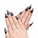 Ejiubas 24 Pcs 12 Sizes Black Stiletto Nails Artificial Nails Full Cover False Nails