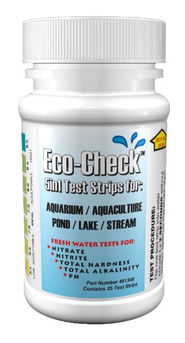 Eco-Check 5 in 1 Water Test Strips 25 Tests for Pond, Aquarium, Aquaculture- Freshwater