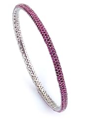 Sterling Silver & Cz Red Bangle
