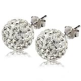 Frost��unisex-Clous d'oreilles Femme -90 Cristaux Swarovski - Cristal transparent -Argent 925/1000 -8mm size