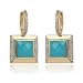 Yellow Gold Plated Sterling Silver Fancy-Cut Chinese Blue Turquoise and Rose-Cut Diamond Accent Earrings