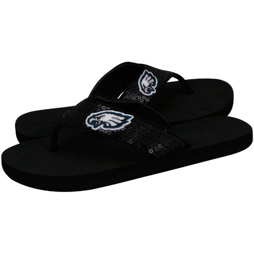For Bare Feet Philadelphia Eagles Women's Sequin Flip Flops