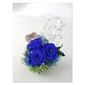 プリザーブドフラワーガラスの靴アレンジ 青い薔薇の魔法の枯れないお花 【リボンラッピング付き】
