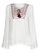 Joeoy Women's White Textured Embroidered Long Sleeve Peasant Blouse Shirt Top