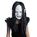 LUOEM Halloween Horror Grimace Ghost Mask Long Wig Hair Grudge Sadako Ghost Wig Creepy Scary Costume Mask for Halloween Party Supply