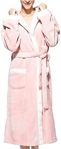 Unisex Flannel Bathrobe Hooded Couple Pajamas Homewear Autumn/winter Bathing Suit (M, Women)