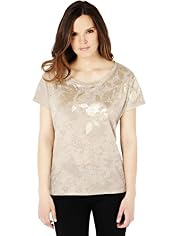 Sequin Leaf Foil Print T-Shirt
