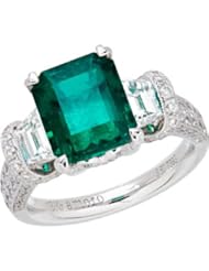 Colombian Emerald and Diamond Ring in 18kt white gold