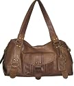 Minerva Collection Large Faux Leather Fashion Shoulder Handbag Tan