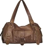 Minerva Collection Large Faux Leather Fashion Shoulder Handbag Tan