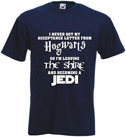 Hogwarts Lord of the Rings Jedi Star wars The Hobbit funny spoof t-shirt Lotr XX-Large Navy Blue