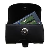 Horizontal Black Leather Case for the uPro uPro Golf GPS with both a belt clip and loop option - a Gomadic design