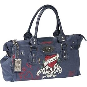 ED HARDY 100% Original Diddy Medium Tote Satchel - Teal