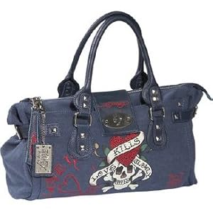 ED HARDY 100% Original Diddy Medium Tote Satchel - Teal