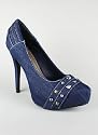 Studded Denim Platform Pump