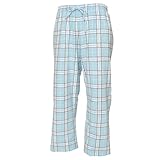 Baby Blue and white tartan plaid check tie cord flannel cotton pants for lounging, sleep, sports. Unisex relaxed fit, available in 3 Youth sizes