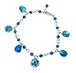Bracelet - B268 - Lampwork Bead Charm Bracelets - Adjustable to Fit ~ Swarovski (tm) Capri Blue + Matching Organza Bag