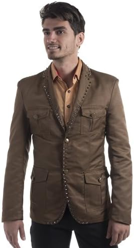 Vassari Men's Studded Utility Blazer Gold XXL