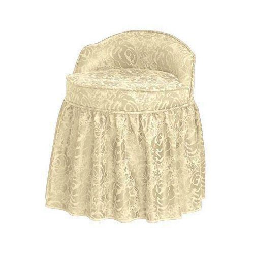 Delmar Swivel Vanity Stool W / skirt, LWBK/IVRY DMSK, CHERRY