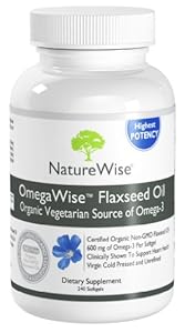 NatureWise OmegaWise Organic Flaxseed Oil Softgels, 1000 mg, 240 Count